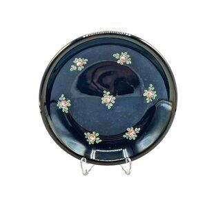 Vintage Evans Enamel Floral Trinket Dish Handpainted Pink Roses Flowers